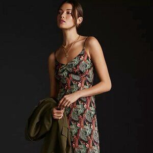Temperley London x Anthropologie Maxi Slip Dress Tiger Pattern Sz 2